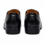 Men’s black formal slip-on shoes, model 6002, back view