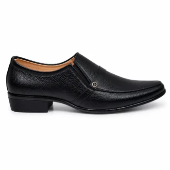 Men’s black formal slip-on shoes, model 6002, outer side view