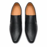 Men’s black formal slip-on shoes, model 6002, top view