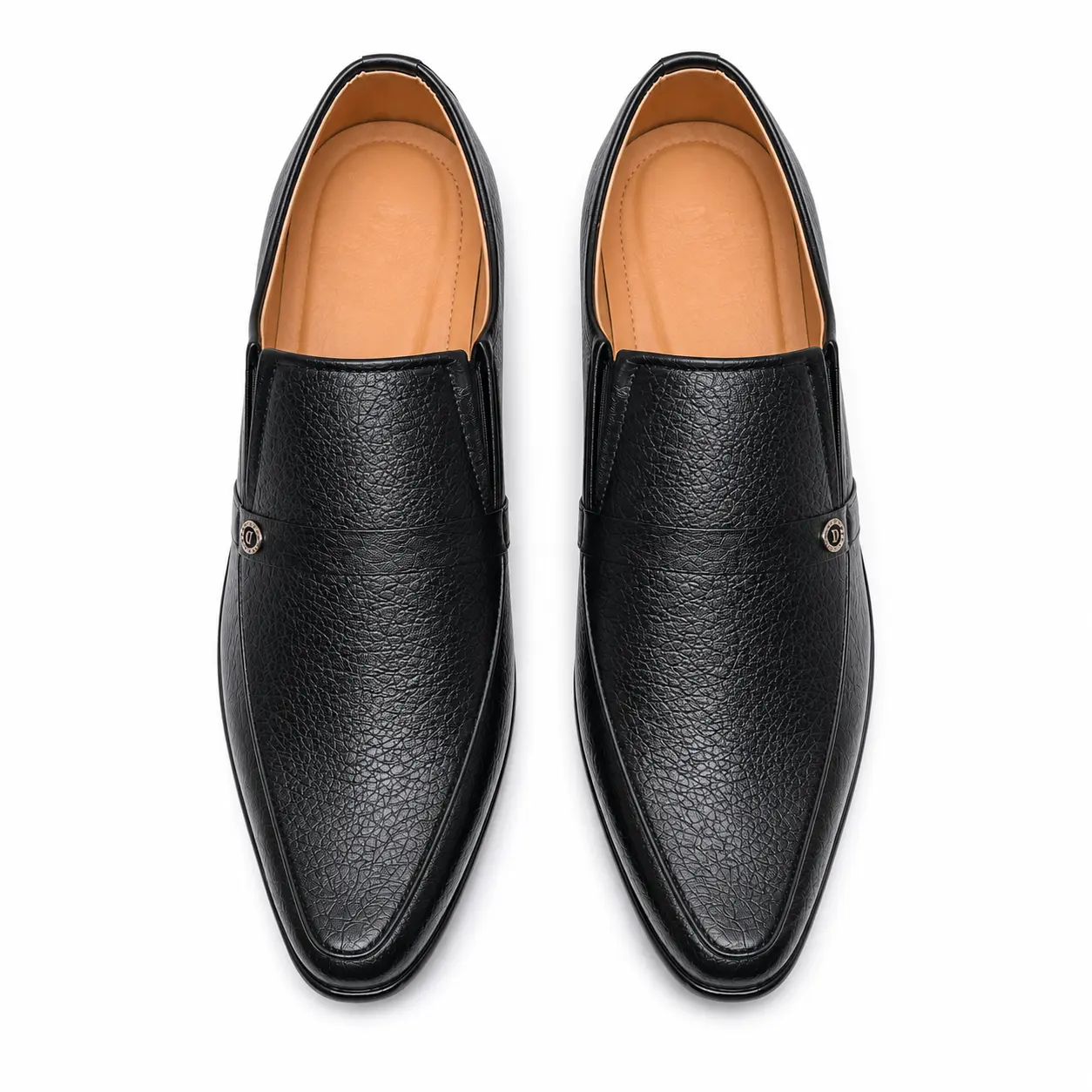 Men’s Black Formal Slip-On Shoes – Model 6002 – Top View Men’s black formal slip-on shoes, model 6002, top view