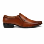 Outer side view of men’s two-tone tan formal slip-on shoe – Model 6002