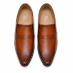 Top view of men’s two-tone tan formal slip-on shoes – Model 6002