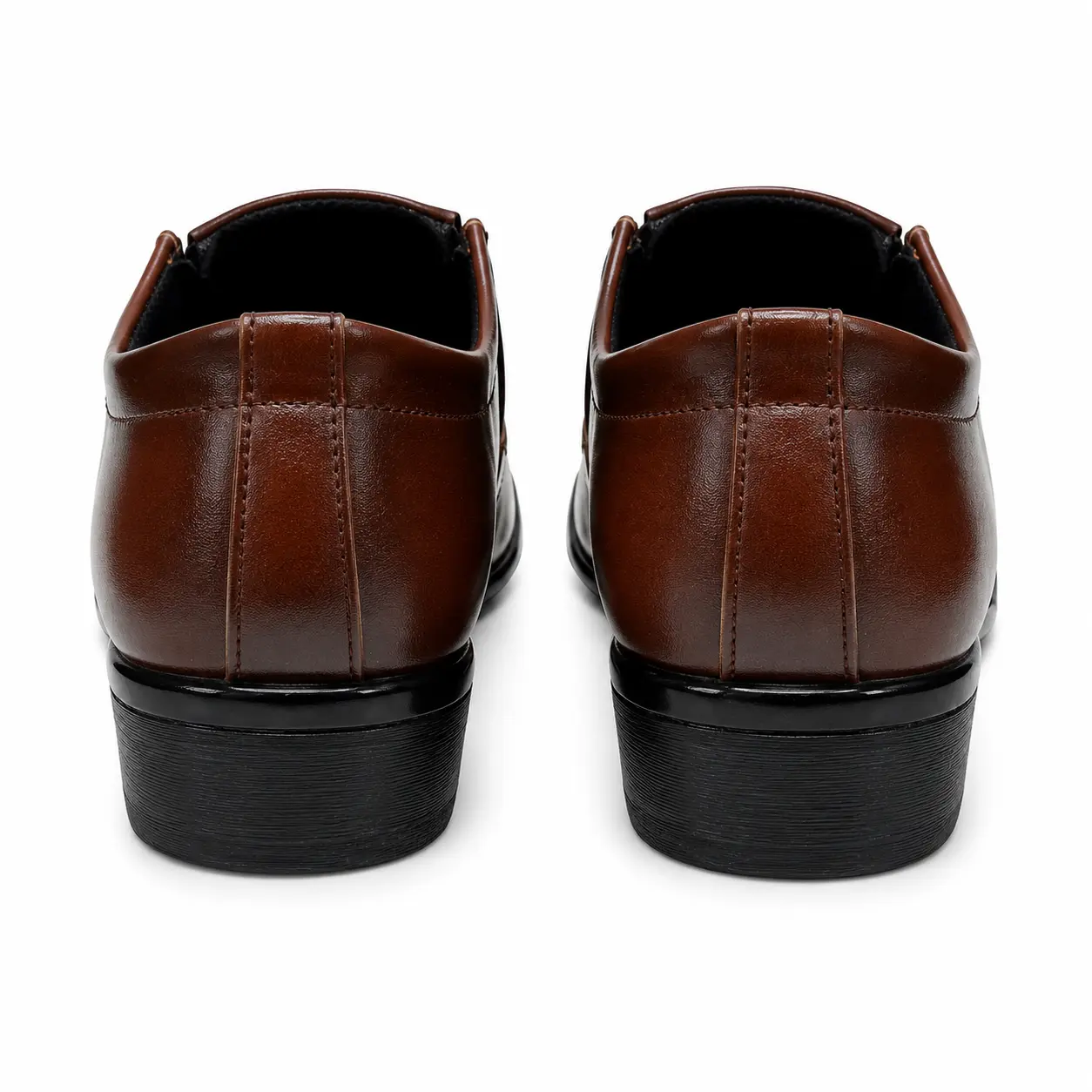 Model 6002 A9 Two-Tone Brown Formal Shoes – Back View Back view of men’s two-tone brown formal slip-on shoes – Model 6002 A9