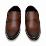 Front view of men’s two-tone brown formal slip-on shoes – Model 6002 A9