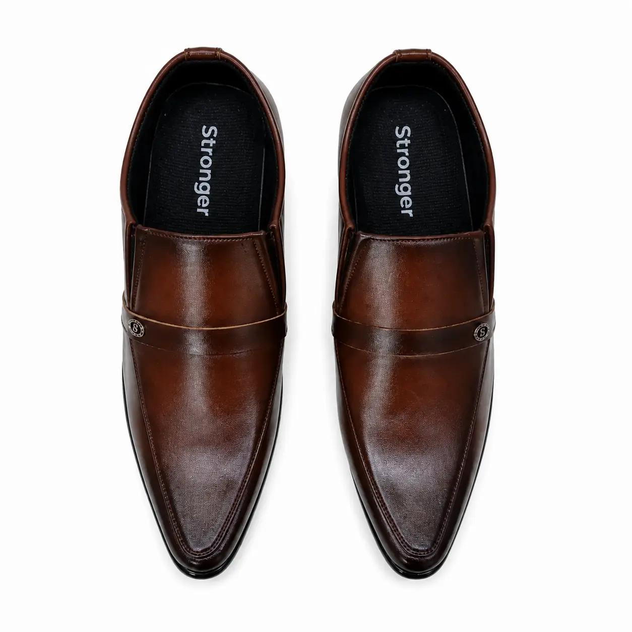 Model 6002 A9 Two-Tone Brown Formal Shoes – Top View Top view of men’s two-tone brown formal slip-on shoes – Model 6002 A9