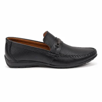 Relax Way SU-3 black slip-on loafer, outer side view