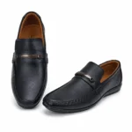 Relax Way SU-3 black slip-on loafers, premium pair arrangement